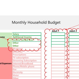 Monthly Household Budget Template. Easy to Use Excel Spreadsheet ...