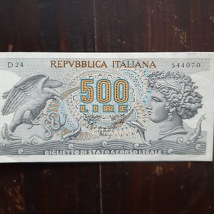 Banconota italiana da 500 lire 1979 nuova / Nuova banconota italiana da 500 lire / Carta moneta italiana / Lire