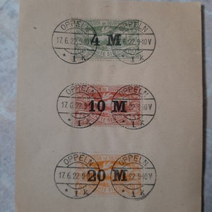 3 Allenstein Plebiscit Briefmarken 1922 / 3 deutsche Stempel aus den 20er Jahren / Allenstein Annektationsstempel aus Deutschland