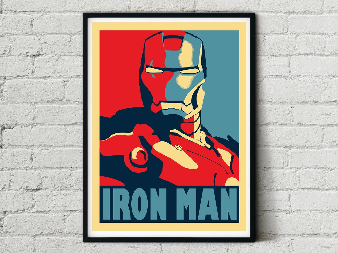 Armstrong habla Parpadeo Iron Man Pop Art Obama Estilo Retrato Personaje Tony Stark - Etsy México