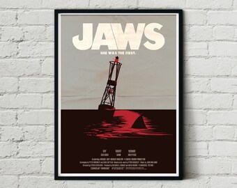 Jaws Steven Spielberg White Shark Fisherman Boat Horror Retro Classic Art Design Movie Film Poster Print Wall Decor Decoration Art