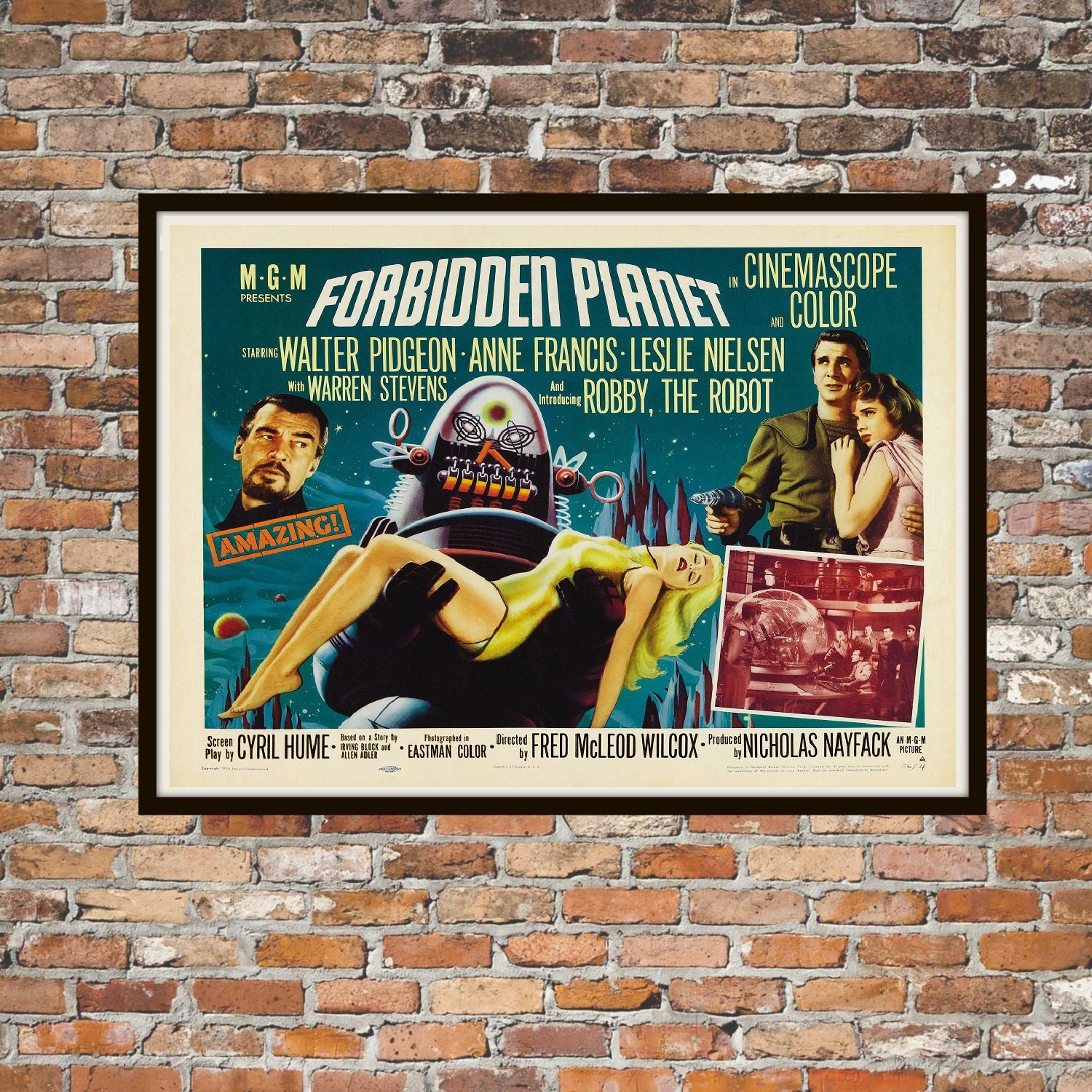 Forbidden Planet Retro Vintage Classic Sci Fi Movie Poster 1956 Black and  White Poster by Carol Japp - Fine Art America