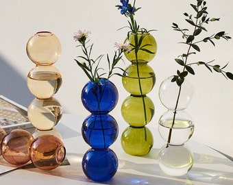 5 kleuren glazen bubbelvaas container voor hydrocultuur bloem gedroogde bloemknop vaas kunst woonkamer slaapkamer ornament decoratie