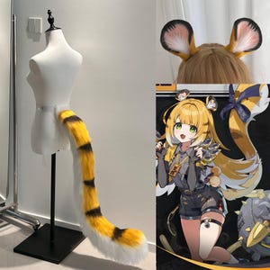 Cosplay JUFUFU, Orange Tiger Ears and Tail Set, Tiger Ears, Striped Tiger Tail, Furry, Faux Fur, Cosplay Tiger Ears Tail, Custom Available