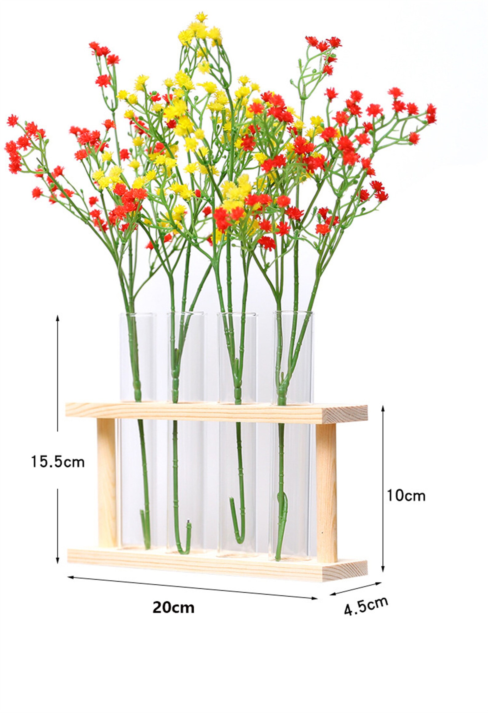 Wooden Terrarium Stands With 4 Test Tubes, Air Plant Holder Propagation