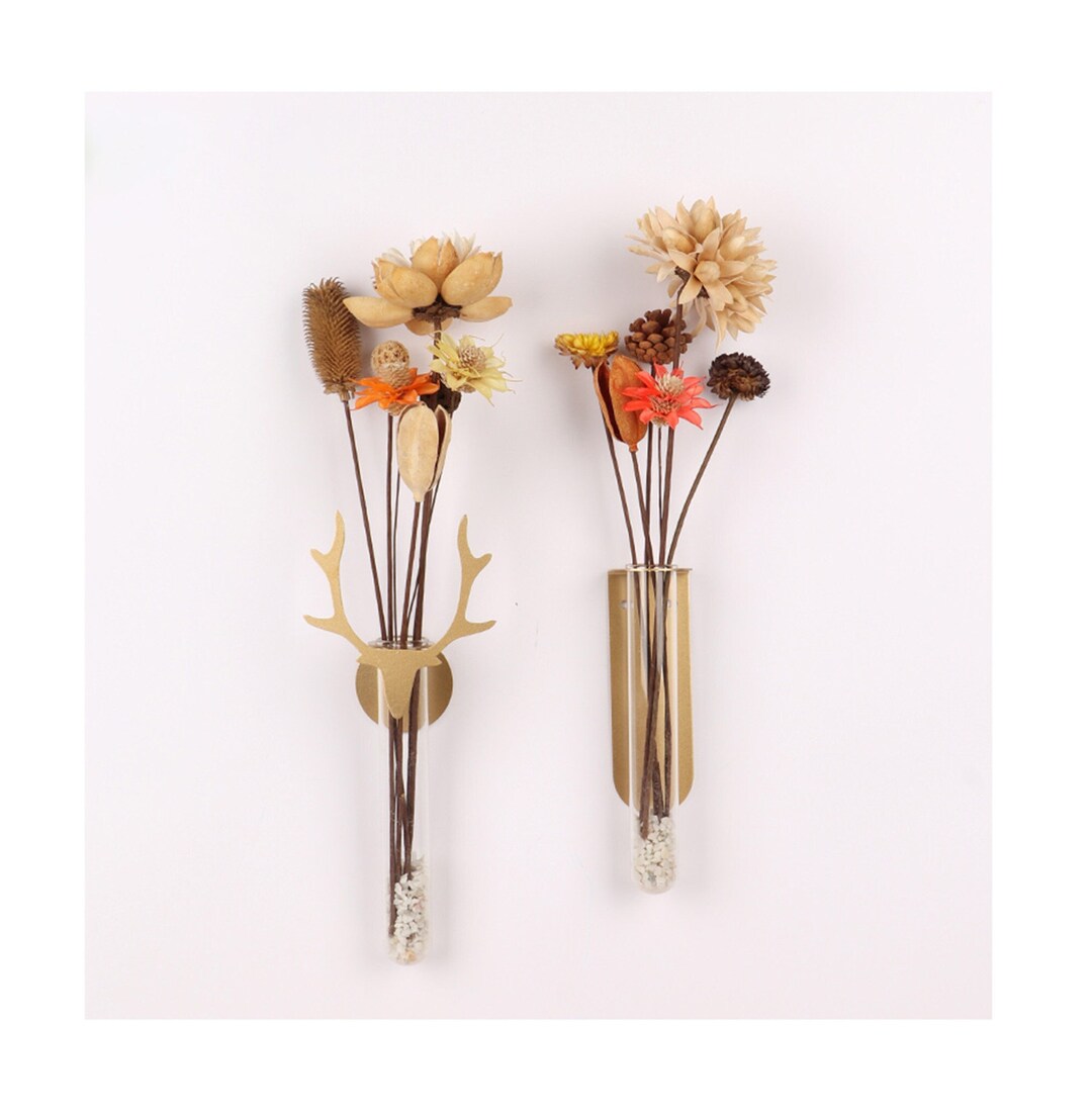 Gold/black Wall Decor With Antler Metal Standbackground Wall Etsy