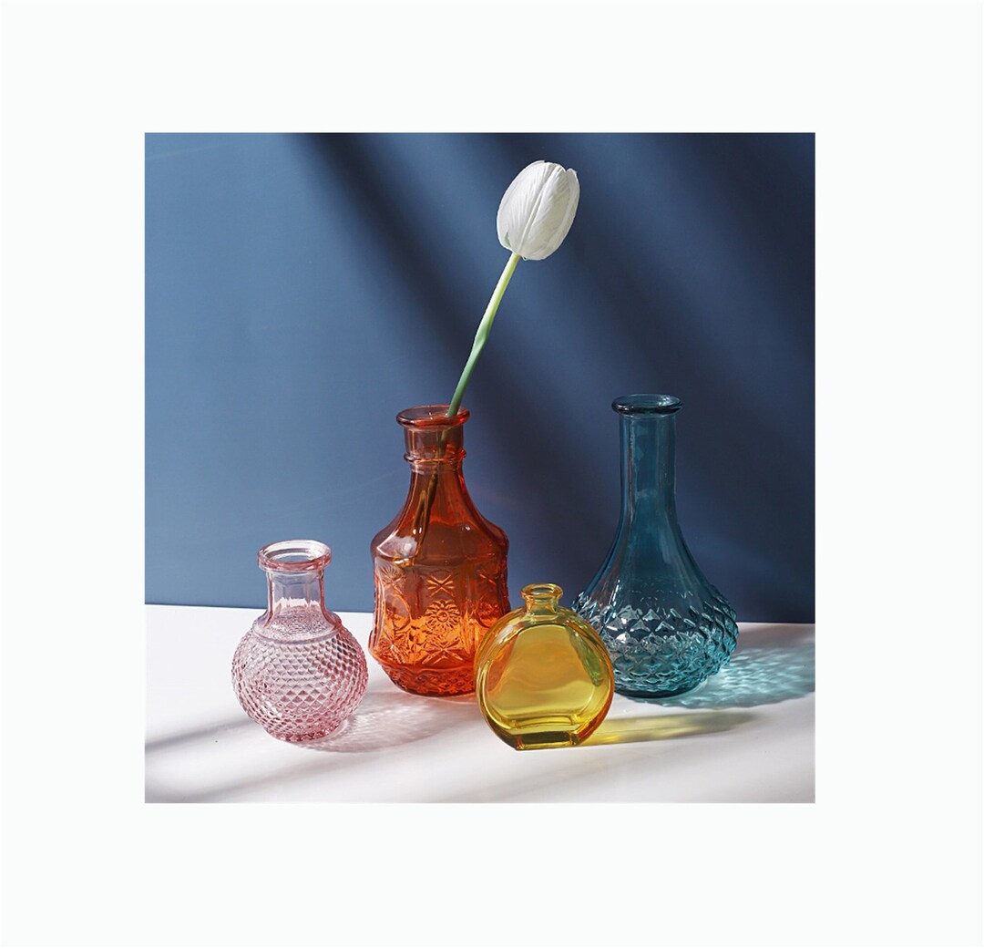 Colorful Mini Glass Bud Vase Small Vases for Flowers Clear Etsy