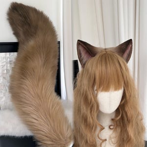 Cat Ears and Tail Set, Cosplay Cat, Faux Fur Cat Ears Headband, Fluffy Animal Tail, Cosplay Cat, Custom Available, Kemonomimi