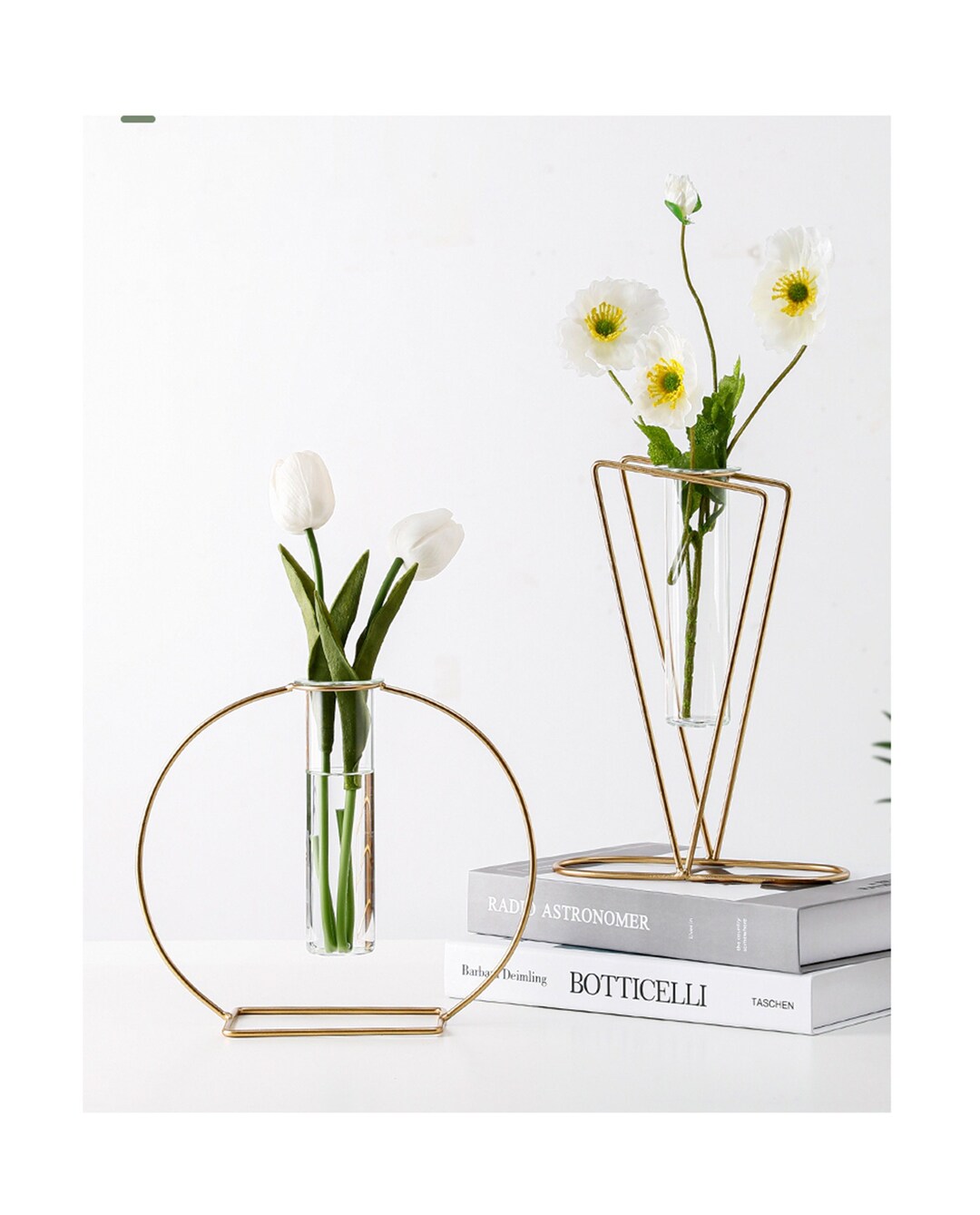 Nordic Gold Geometric Metal Glass Vase Decor Dried Flower Etsy