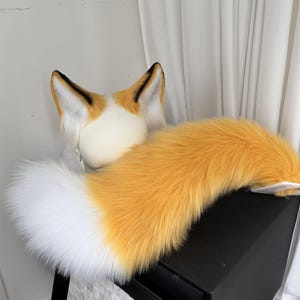 Handmade Fox Ears and Tail Set, Red Fox Ears Headband/Hairclips, Fluffy Red Fox Tail, Kemonomimi, Custom Available