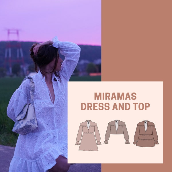 Miramas romantic loose gathers and collar blouse or dress pattern
