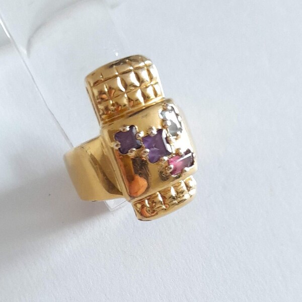 Christian Lacroix - Bague vintage en vermeil avec cristaux, cadeau pour elle