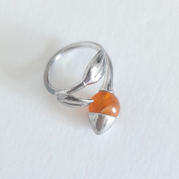 Kenzo - vintage 925 sterling silver ring with carnelian, gift for her