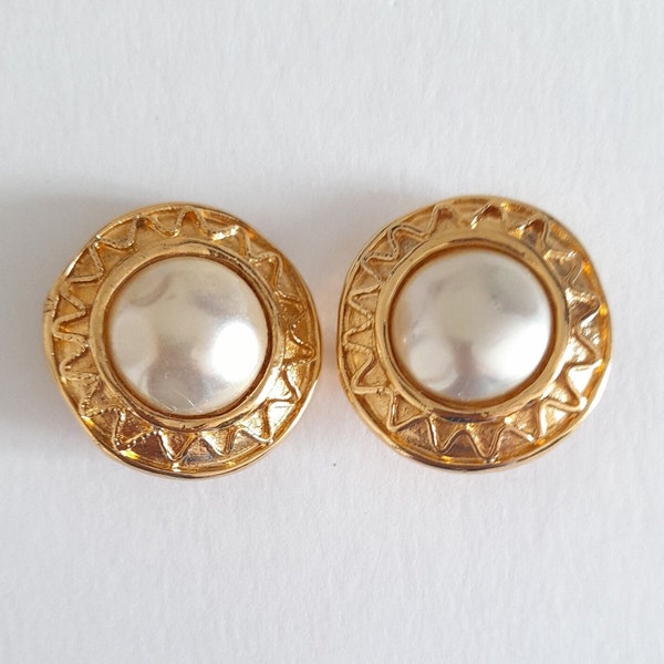 Agatha Paris - Vintage earrings with white cabochons, gift for her