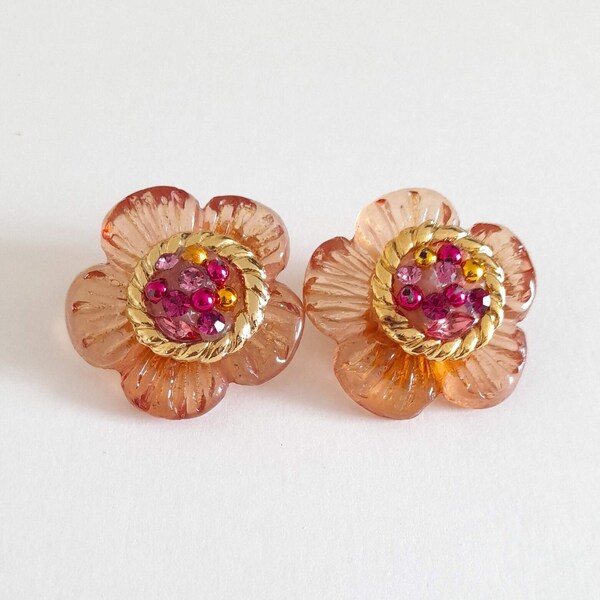 Jacky de G - Vintage resin earrings with crystals