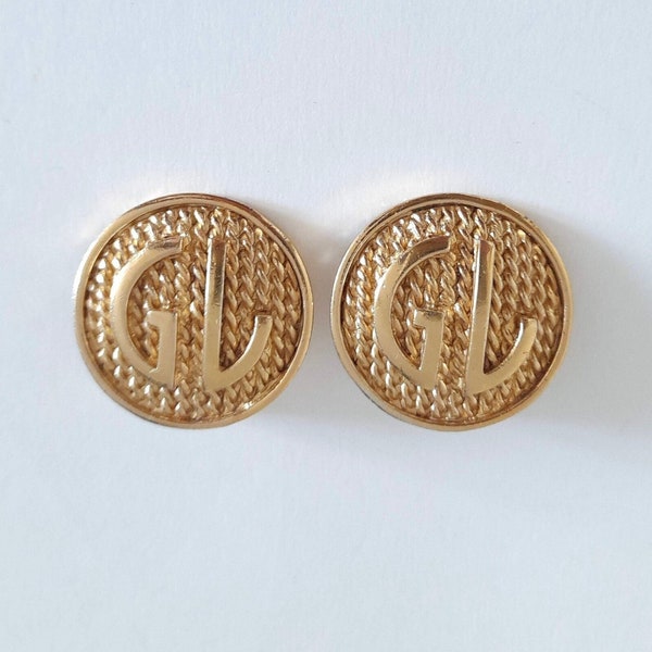 Guy Laroche - Vintage earrings with GL initials, gift for her