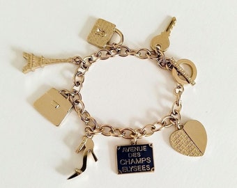 Agatha Paris - vintage golden bracelet with charms, gift for her