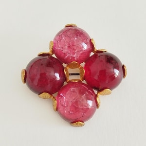 Broche Éventail Vintage ISADORA PARIS - Années 80 - Galalithe Rouge - Thème Japon