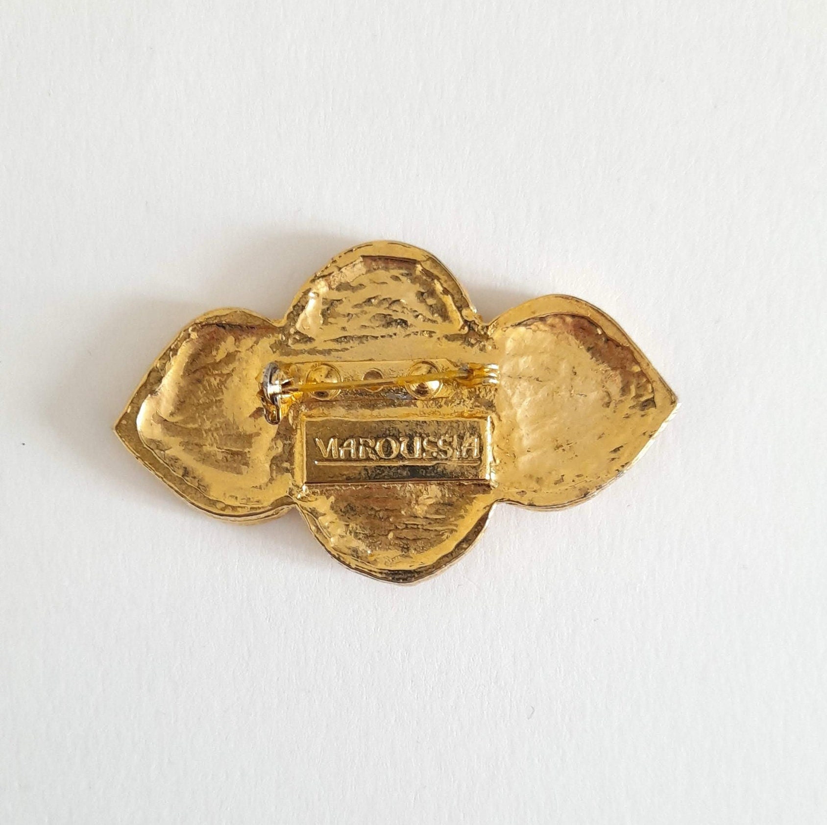 Broche Vintage Ancienne Maroussia En Métal Doré - Bijou Rétro - Occasion Bon état