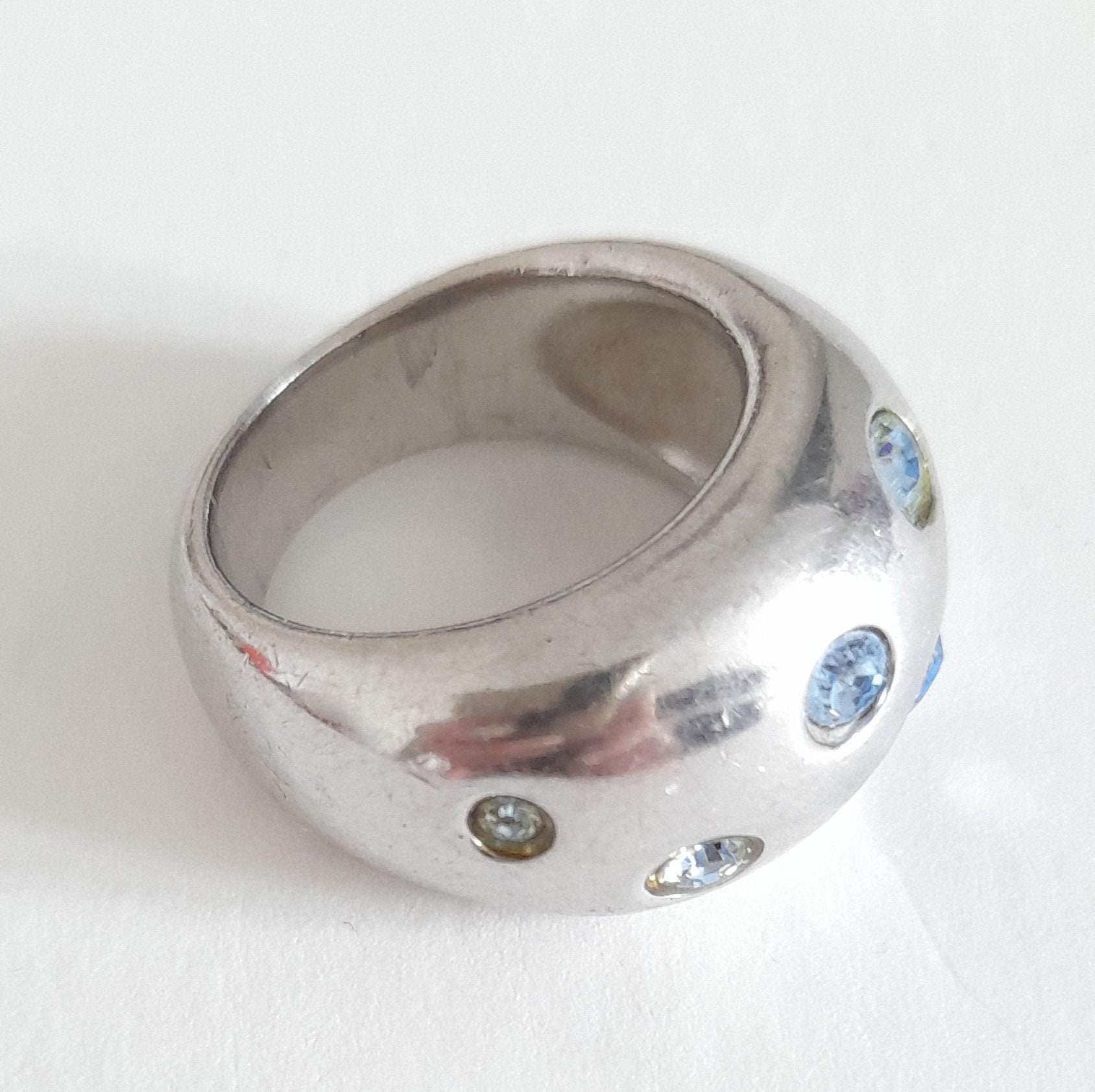Yves Saint Laurent Sterling Silver Ring (925) Inlaid With