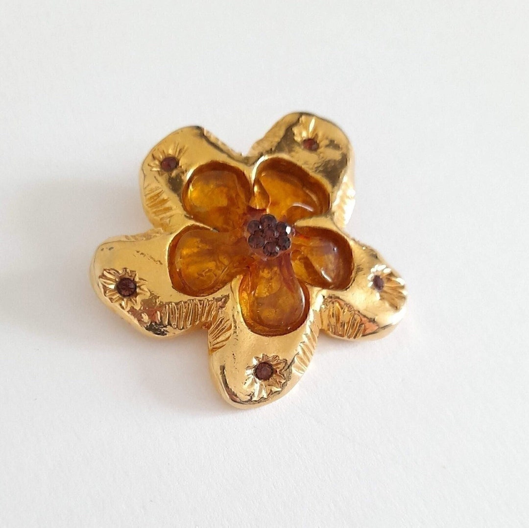 人気デザイナー G De Jacky - Her for Gift Brooch, Crystal and Resin Vintage アクセサリー