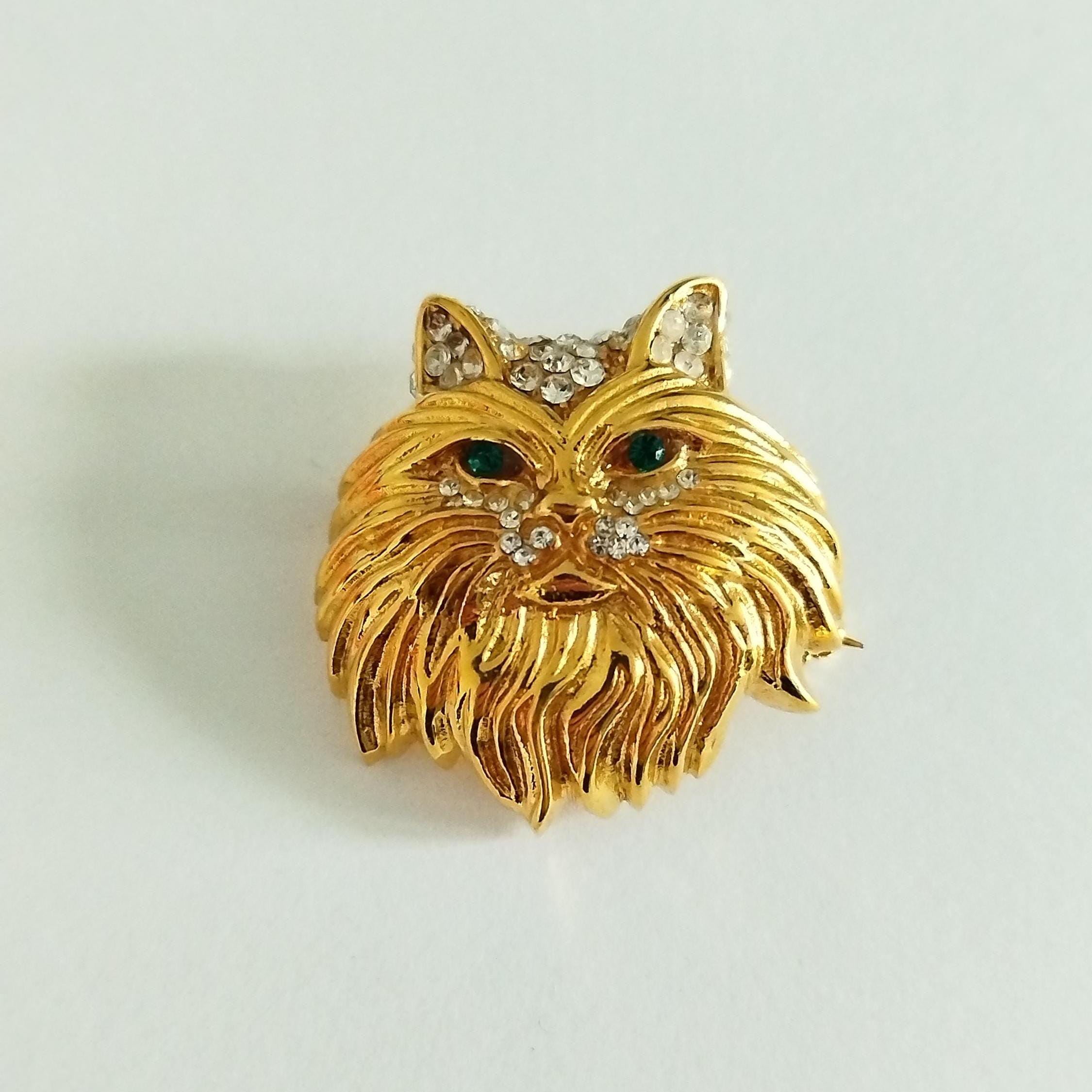 Broche Vintage Chat Sur Branche - Dorée, 5.5 Cm - État Neuf Sans Emballage - Idée Cadeau Mignonne