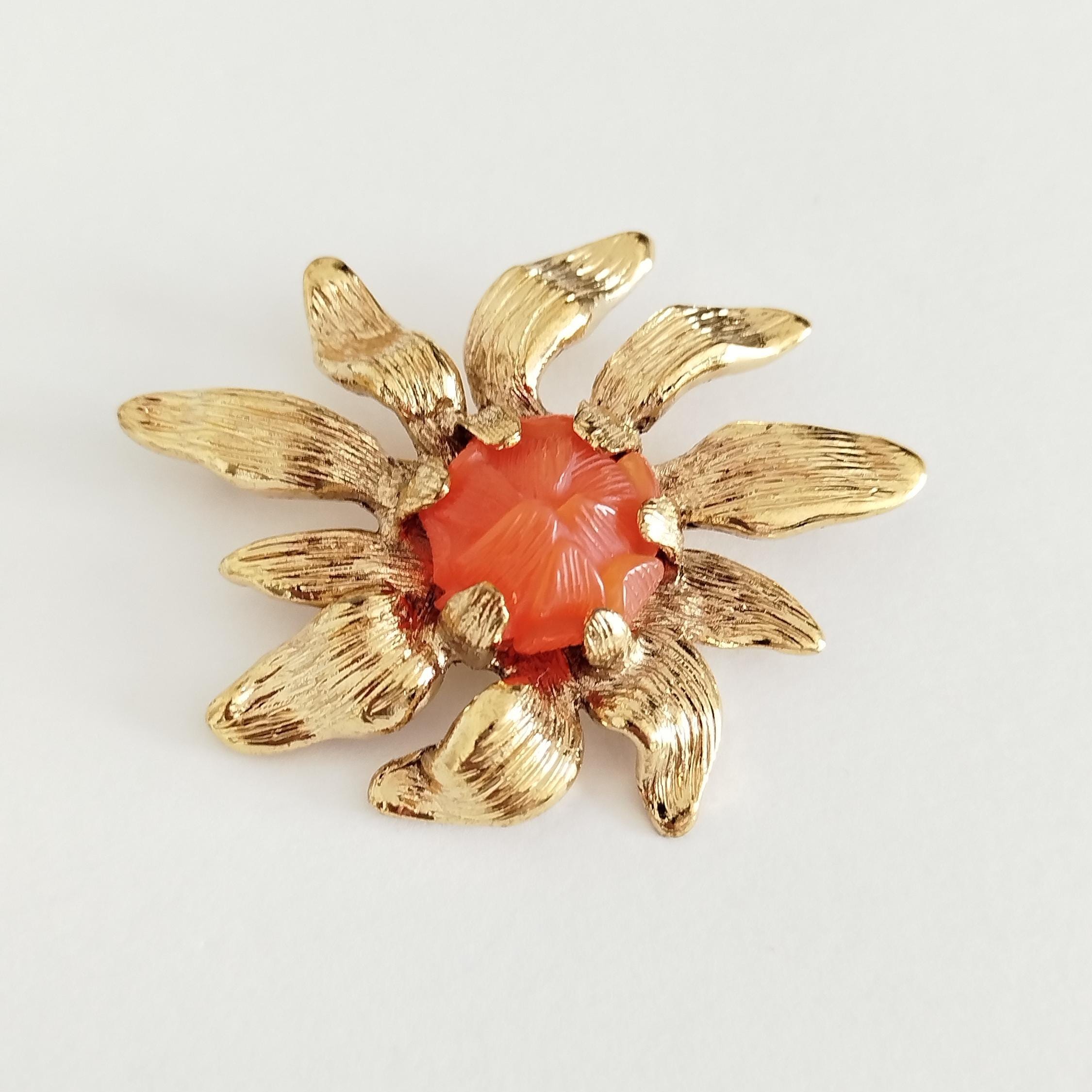 Broche Mouche En Résine Orange - Vintage Occasion Porté