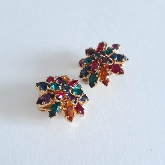 Agatha Paris - Vintage earrings with crystals, gi… - image 3