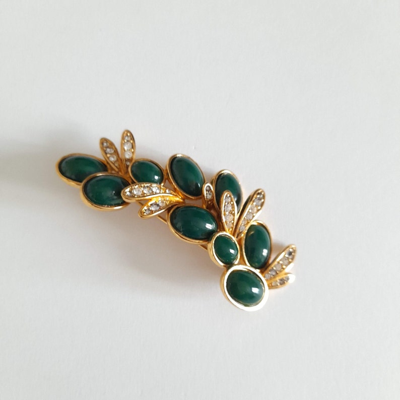 Grande Broche Vintage CARVEN Haute Couture - Cabochons Et Métal Plaqué Or