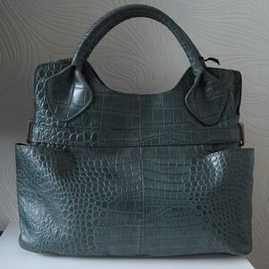 Just Cavalli Vintage leather bag, khaki color with 2 large exterior pockets image 3