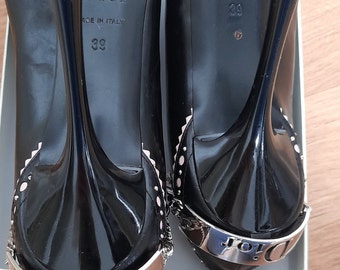 Dior ヴィンテージ　リボン付きミュール 黒ハイピンヒール Dior ヴィンテージ リボン付きミュール 黒ハイピンヒール