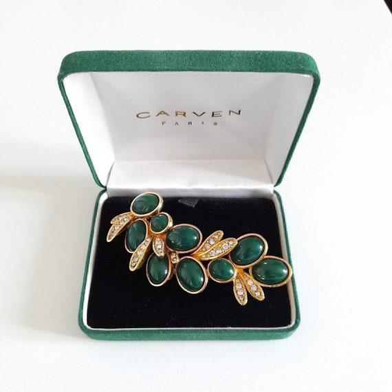 Carven vintage brooch with - Gem
