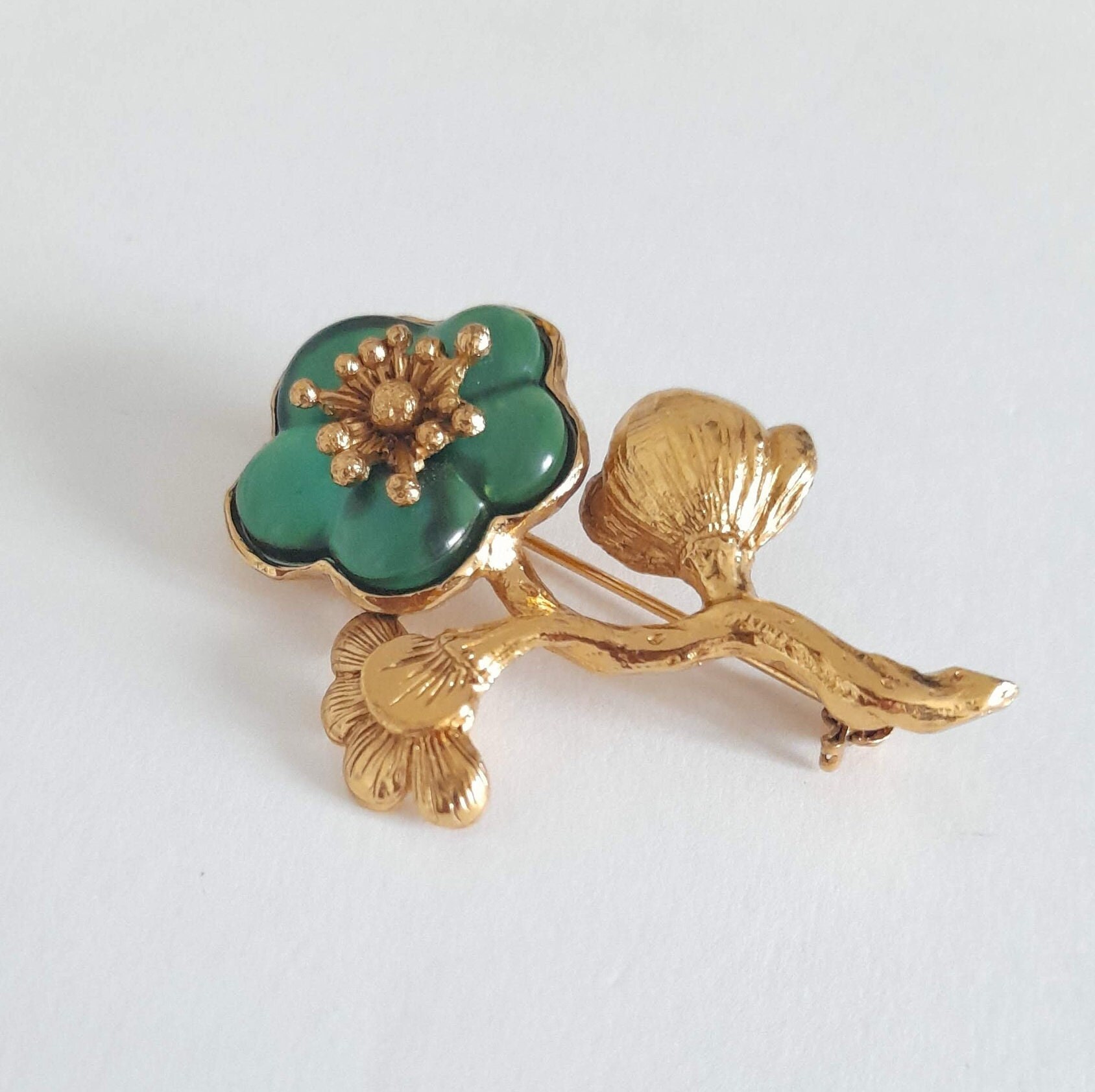 Broche Vintage Moderniste Eveil En Lucite / Galalithe - Bon état D'usage