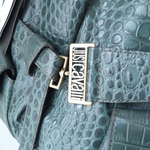 Just Cavalli Vintage leather bag, khaki color with 2 large exterior pockets image 9