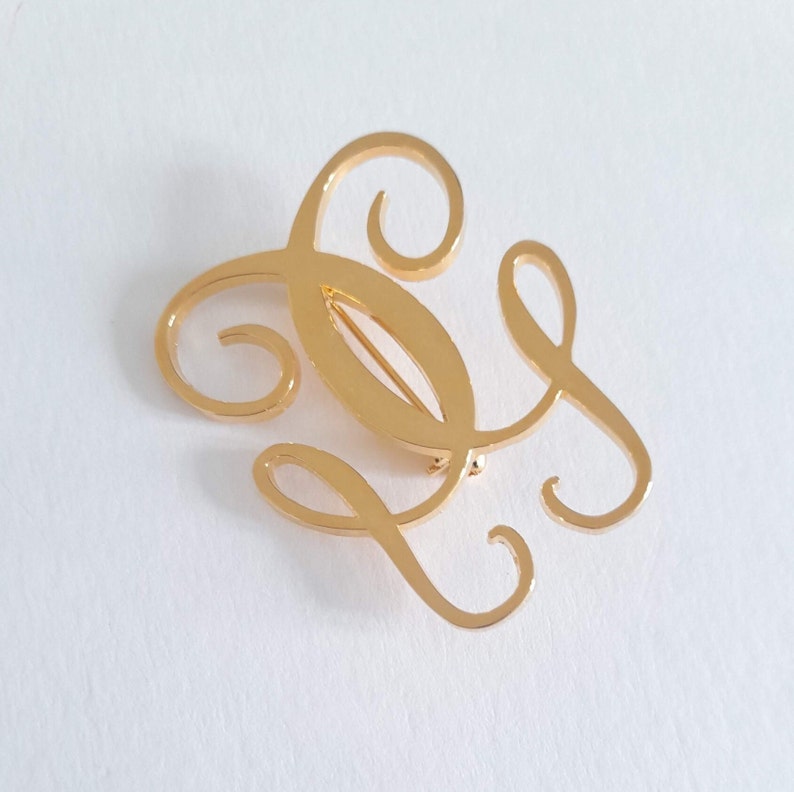 BROCHE ANCIENNE - Décor Floral Et Monogramme, état à Voir Sur Photos