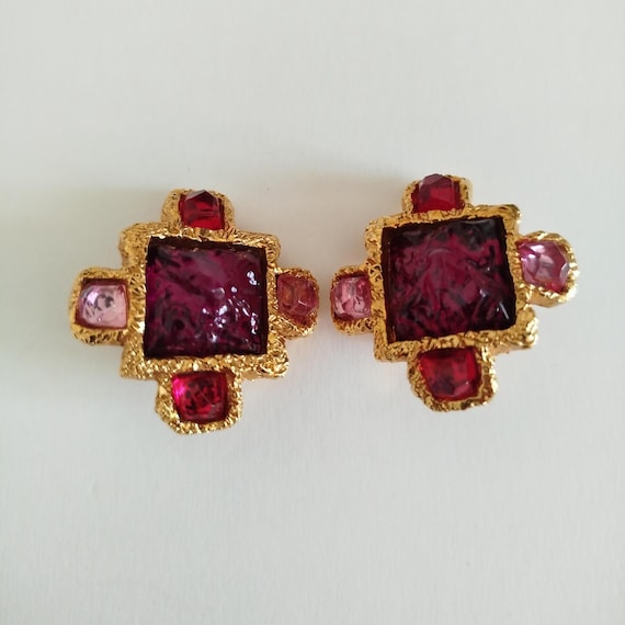 Boucles D'Oreilles Vintage Alexis Lachellec - Forme Abstraite, Fermoir Clip, Années 1990