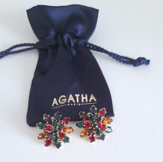 Agatha Paris - Vintage earrings with crystals, gi… - image 10