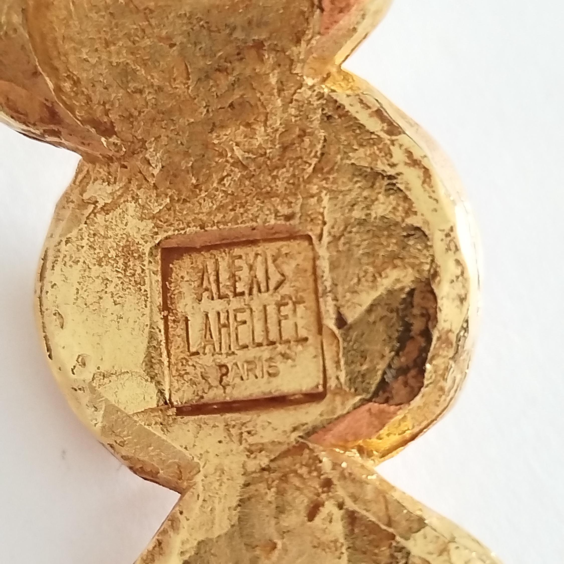 Broche Vintage Signée Alexis Lahellec Paris - Métal Argenté, Pierres Multicolores