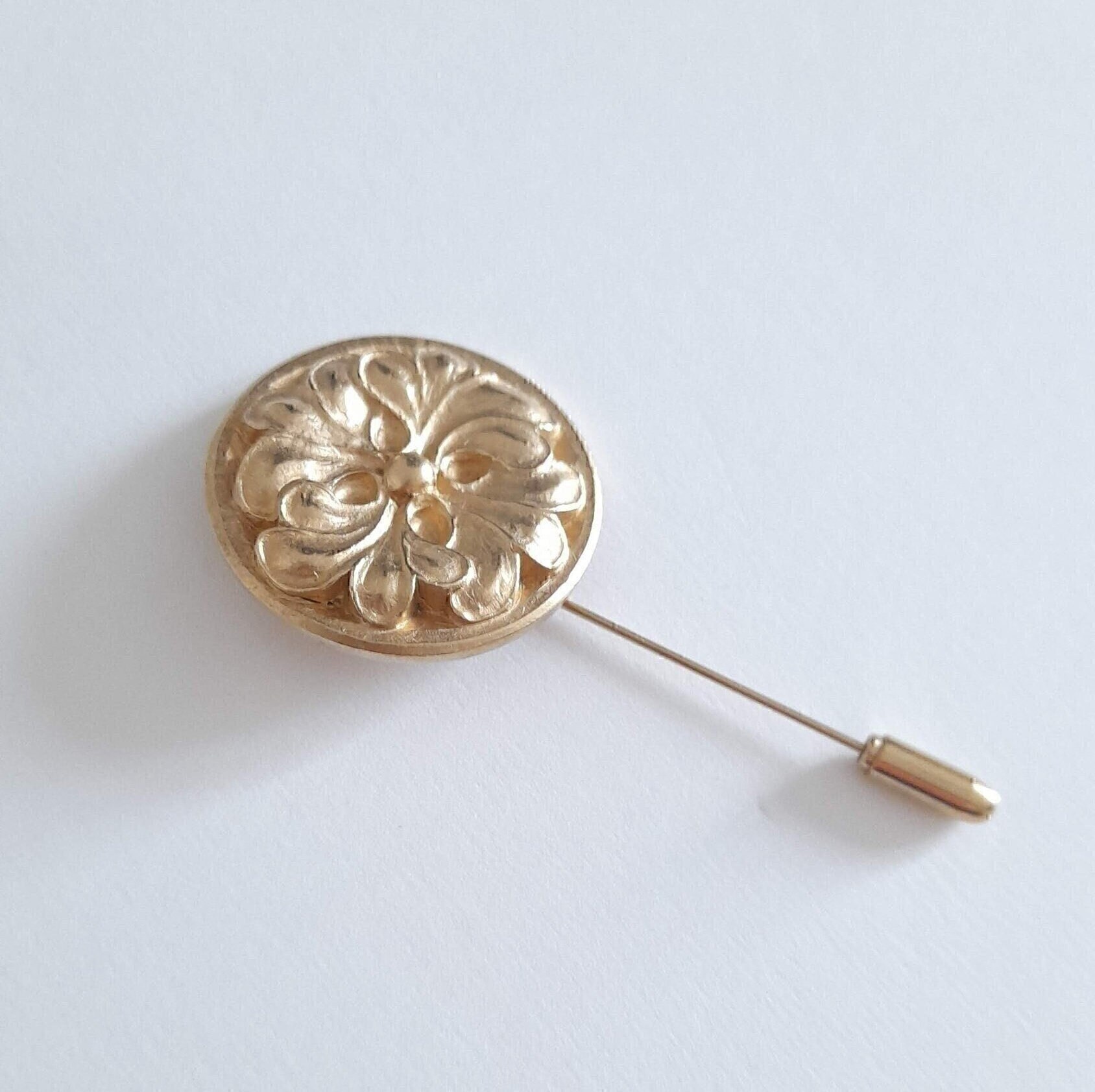 Broche Vintage Dorée Signée Jacques Esterel - Fleur, Made In France, Occasion Bon état