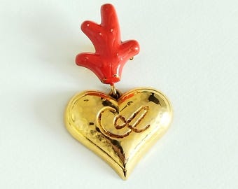 Christian Lacroix-ヴィンテージ ハート ブローチ - Etsy 日本