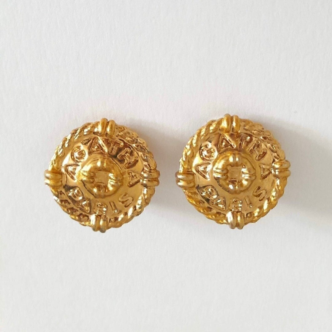 Boucles D'oreilles Vintage Agatha Paris - Ornées D'un Cristal Ambre - Occasion - Fermoir Clips