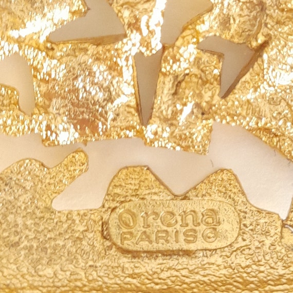 Signé ORENA PARIS collier chaîne sautoir et pendentif émail et métal doré vintage - France