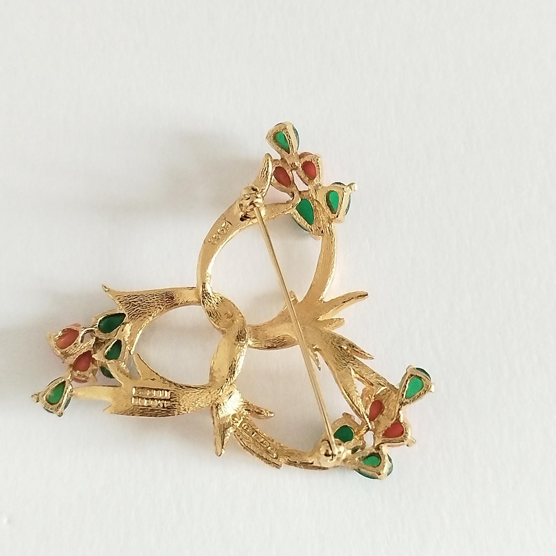 Broche Vintage Carven - Haute Couture, Cabochons, Plaqué Or (occasion)