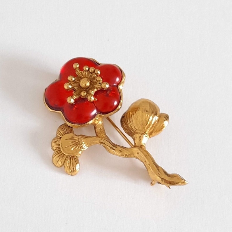 Broche De Noël Vintage En Forme De Fleur - Diamant Décoratif - Alliage Doré - Pour Veste, Casquette, Sac - Cadeau Femme Fille