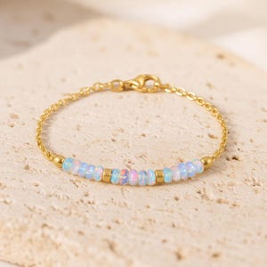 Natural Opal Beads Bracelet / Birthstone Bracelet / 925 sterling silver bracelet, Chain wire wrap bracelet,  14K Gold filled,Sterling silver