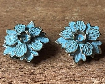 Rare Vintage Ear Сlips Flower Clip-On Earrings USSR