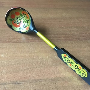 37cm Hand Painted Large Spoon Wooden Ladle Khokhloma Folk Art USSR