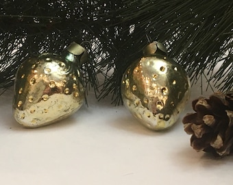Vintage 2 pcs. christmas decoration,raspberry, glass christmas ball, glass christmas tree decoration, christmas toy, toy strawberry, USSR
