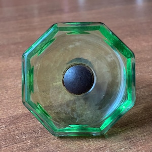 60s Rare Vintage Soviet Green Glass Door knob • Octagonal Mid-Century Handle USSR