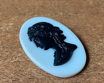 50s. Rare Vintage Cameo Black White Brooch USSR